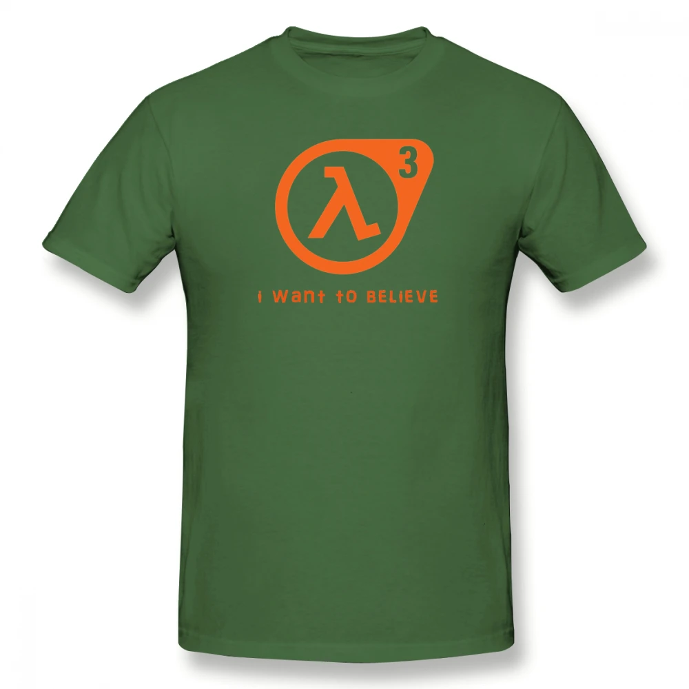 Army Green one yona Half Life T Shirt Half Life 3 I Want To Believe T-Shirt 100 Percent Cotton Cute Tee Shirt Basic Short Sleeve Man Tshirt - Цвет: Army Green