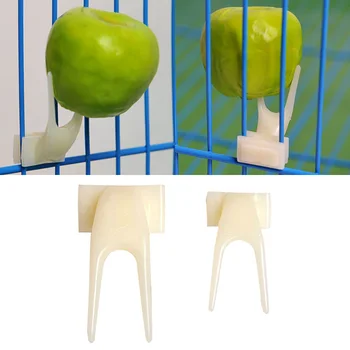 

1PC Birds Parrots Fruit Food Fork Pet Supplies On Cage Plastic White Fruit Fork New Style Holder Feeding Pet Accessories