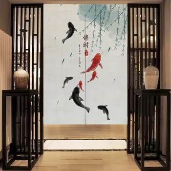

New Chinese Door Curtain Kitchen Bedroom Partition Curtain Bathroom Half Curtain Feng Shui Curtain