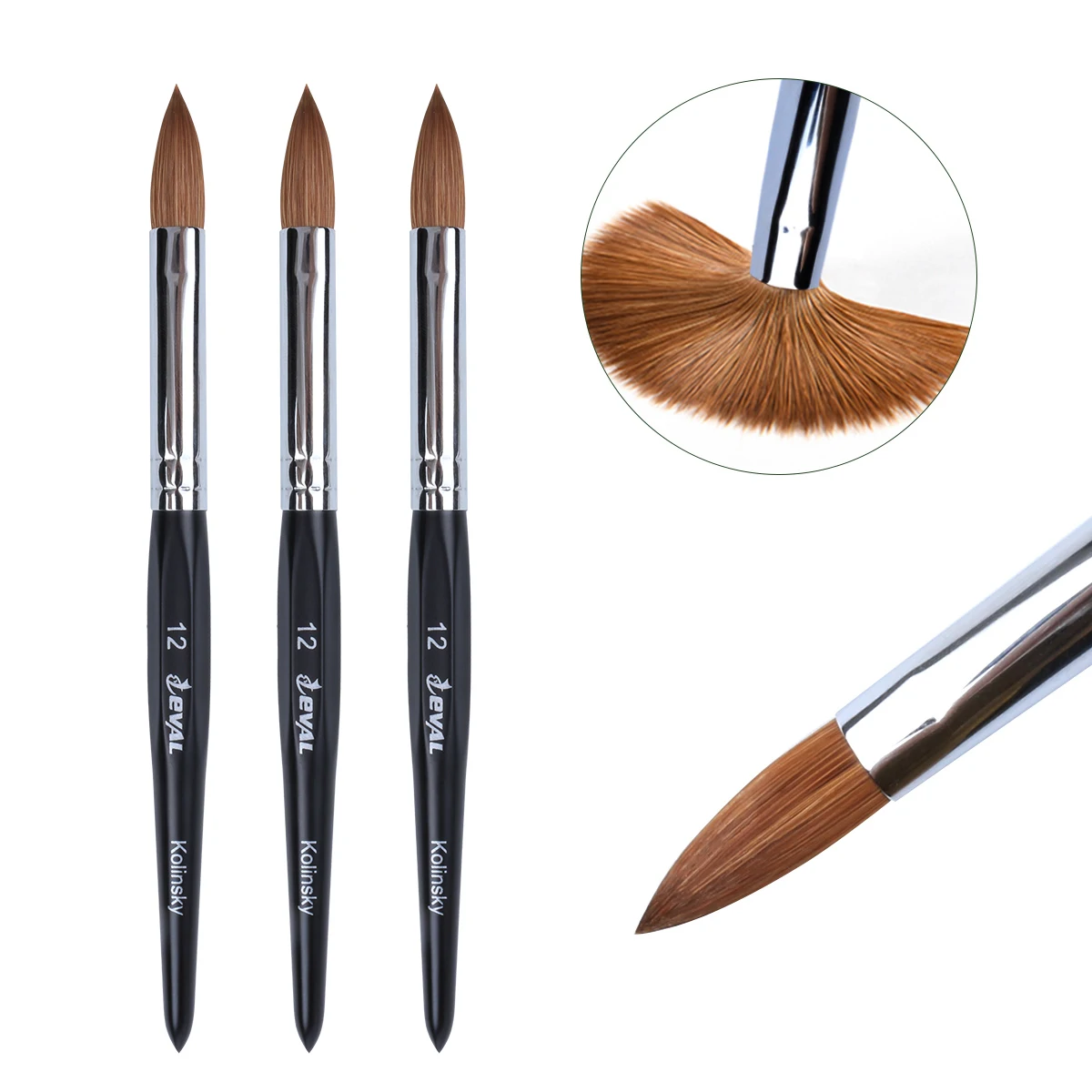 Eval Pure Kolinsky Hair Nail Brushes Acrylic Nail Painting Brush Professional UV GEL Nail Manicure Powder Pedicure Art Tools 4