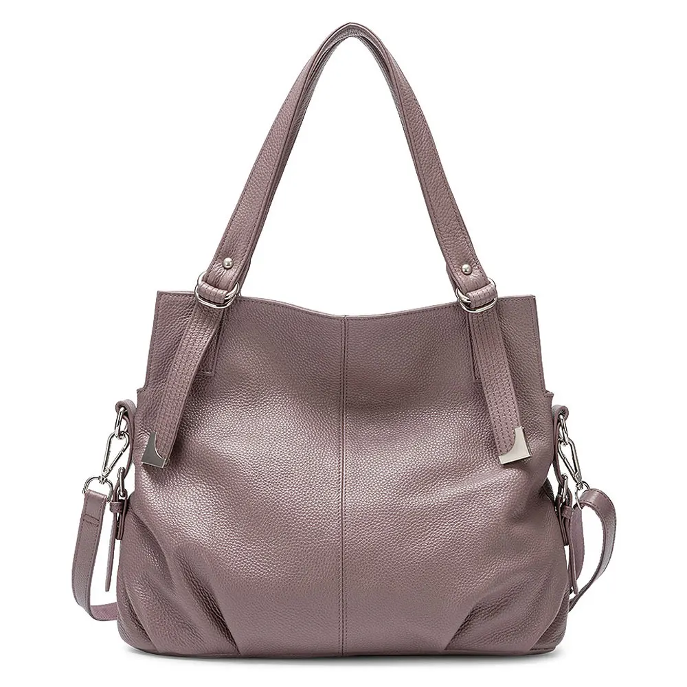 Zency женская сумка на плечо из натуральной кожи классическая черная сумка-тоут высокое качество Hobos очаровательные женские сумки через плечо серый - Цвет: Taro Pink