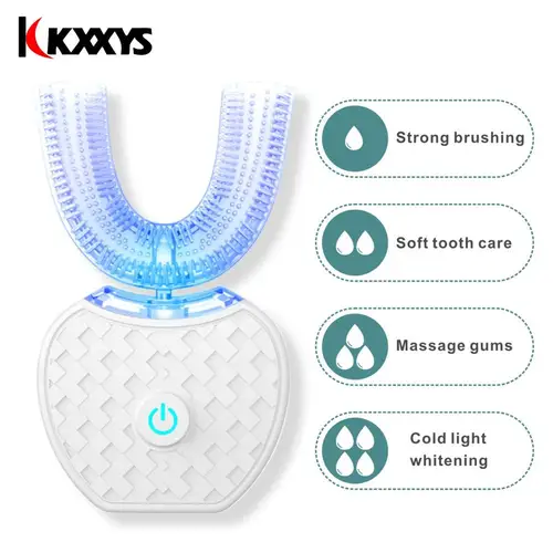 초음파 U자형 지능형 자동 음파 게으른 전동 칫솔, 블루 라이트, USB 충전, 치아 미백, 360 도 2