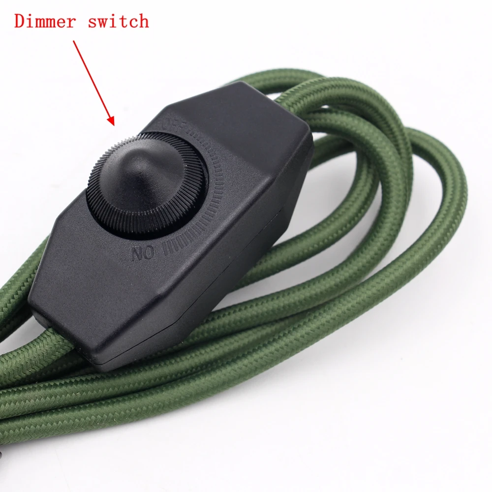 AC 220-250V EU Plug Power Cords With Dimmer Switch Flex Fabric Braided Covered Cable Electrical Power Cable power cords