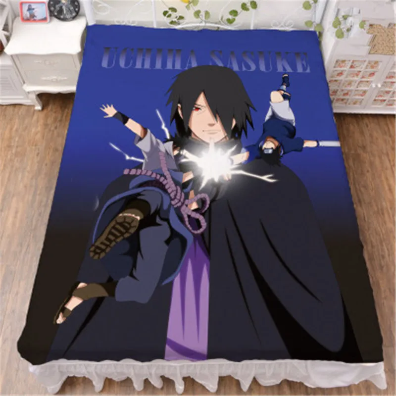 Наруто Узумаки Наруто Uchiha Sasuke Двойной простыни и пододеяльник Действие Рисунок постельных принадлежностей набор из четырех X2532