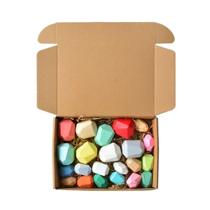 

22 Pcs Children Wooden Colored Stone Stacking Game Building Block Kids Creative Educational Toys
