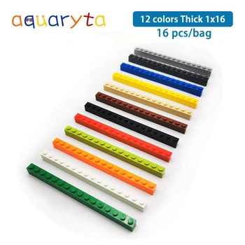 

Aquaruta 16pcs NEW Thick 1X16 Dots Cube Bricks 12Colors Learning Building Blocks DIY Toys Compatible With logo Gift for Children