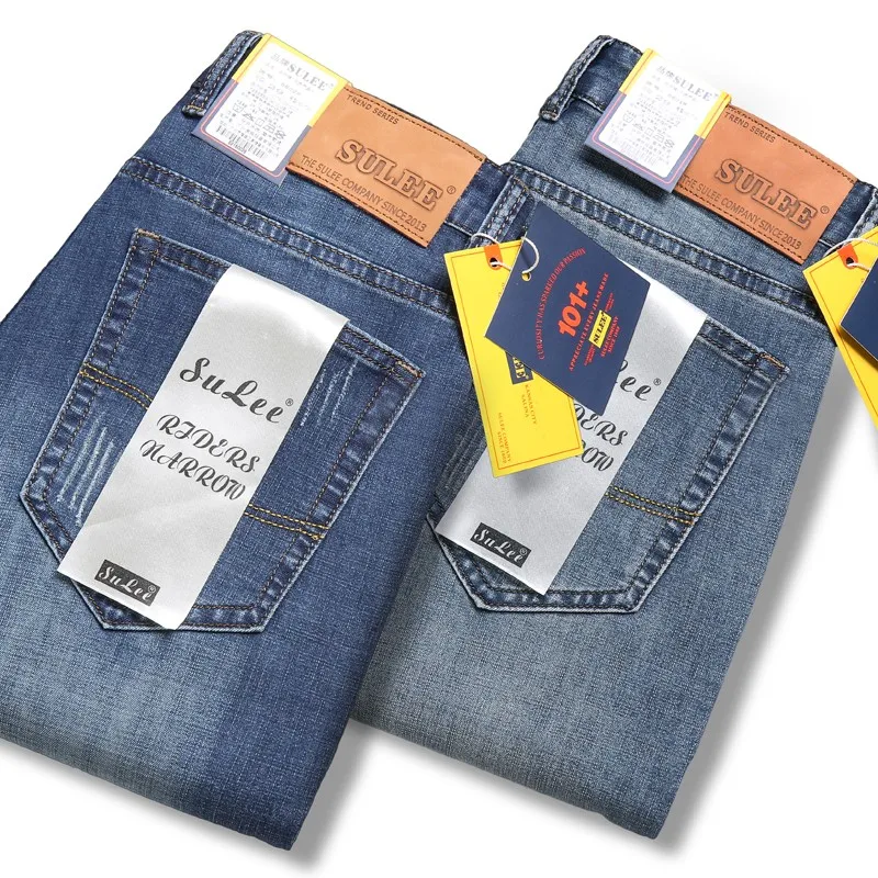 Sulee-pantalones vaqueros ajustados elásticos para hombre, Jeans de negocios informales, para otoño