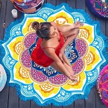 Йога Медитация драпировка многоугольная печать висячий шар кисточки круг йога коврик пляжное полотенце