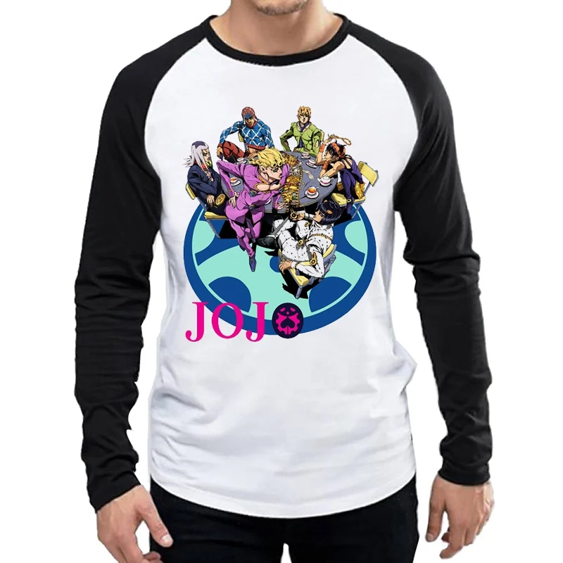 С длинным рукавом JoJo невероятное приключение футболка мужская мода JoJo невероятное приключение футболка футболки футболка длинный рукав футболка