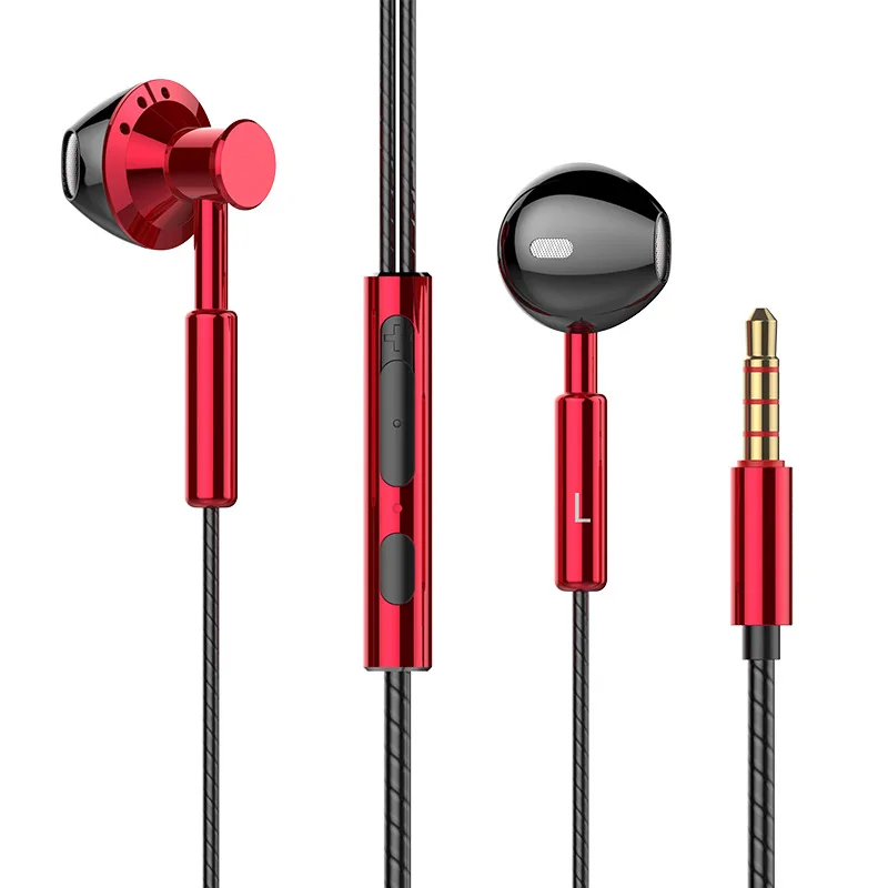 

Suitable for Apple Huawei Samsung Mobile Phone Metal Wire Control Semi-in-ear Wired Headset Universal 3.5MM Round Hole Earplugs