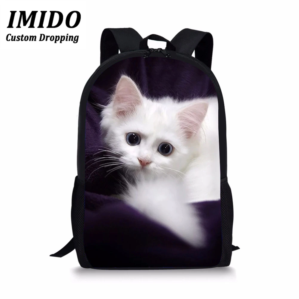 IMIDO, школьная сумка для девочек с изображением животных, волка, кота, 3 шт., Детский рюкзак для детского сада, японская школьная сумка, школьные сумки с рисунком для студентов - Цвет: WLL3306C