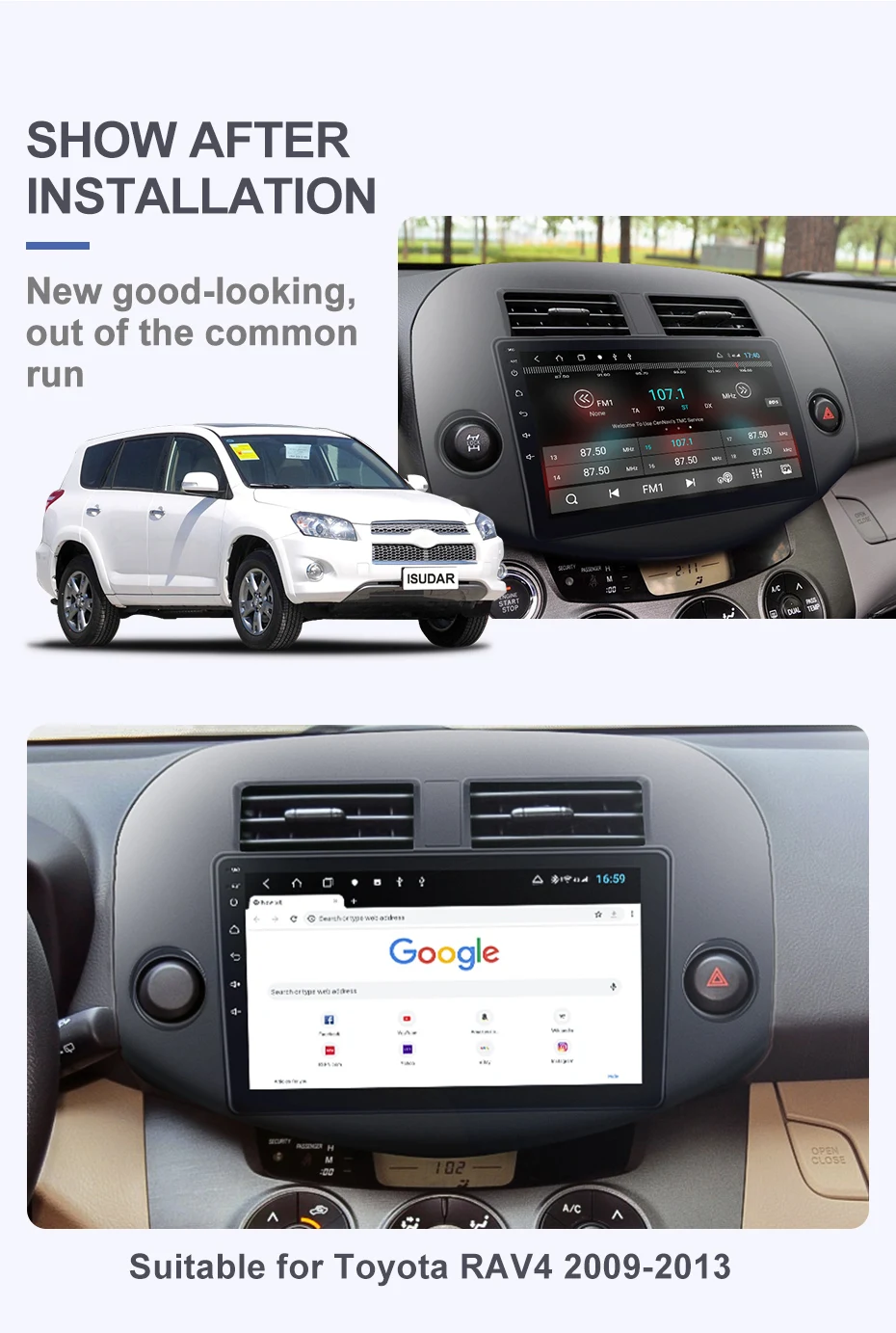 Best Isudar H53 4G Android 1 Din Auto Radio For Toyota/RAV4 2007-2011 Car Multimedia 8 Core RAM 4GB ROM 64GB GPS DVR Camera IPS DSP 3