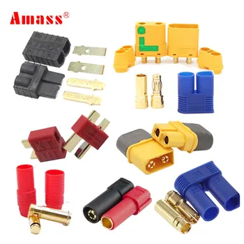 

6pcs Amass connectors XT60 XT60H XT90 anti spark EC5 EC3 T Deans AS150 XT150 TRX Plug Female Male Connector RC Lipo Battery