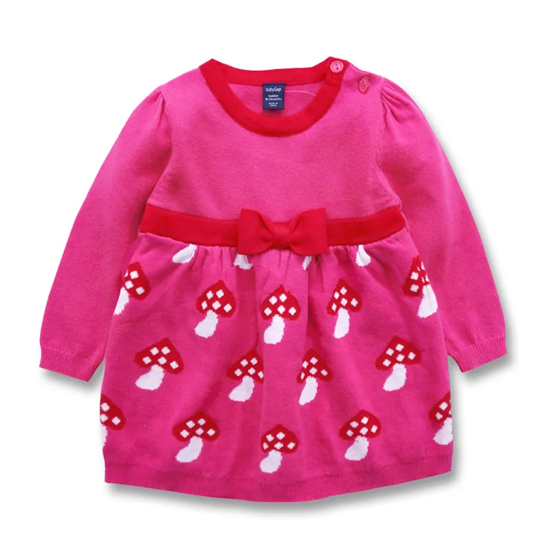 Spring Fall Baby Girls Dress Long Sleeve Knit Girl Dresses Kids Sweaters For Casual Children's Clothing 1-3 Yrs | Детская одежда и