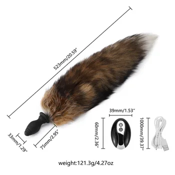 Remote Vibrating Anal Plug Tail Anal Vibrator Sex Toys Butt Plug Fox Tail for Women Man Anal Dildo Masturbator Prostate Massager 4