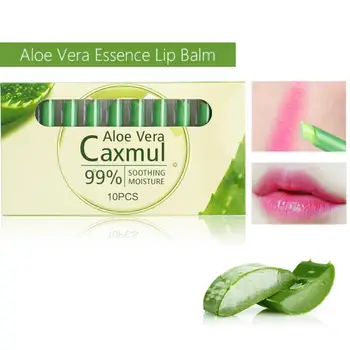 

Moistourizing Lip Nutritious lips 10pcs Lip Balm set Organic Aloe Vera Jelly Lipstick Change Color Temperature Plant Nature