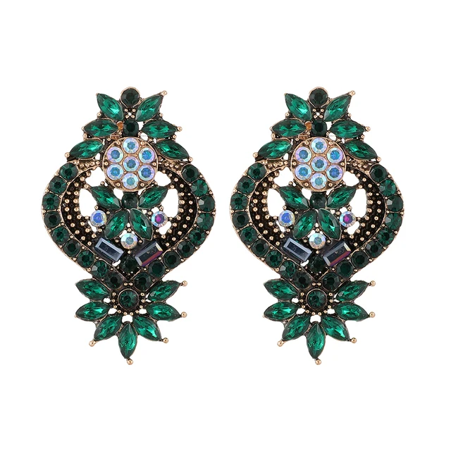 Ztech New Green Series Set Earrings Designer Jewelry Crystal Tassel Za Accessories Handmake Statement Bijoux Pendientes Brincos E1727