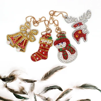 

Christmas Diamond Painting Keychain Diamond Embroidery Sale Keyring Bag Decorations Cartoon Handmake Gifts