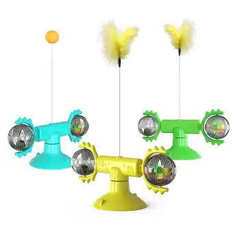

Pet Dog Toy Cat Sucker With Feather Turn Windmill Meow Planet Toy Spin Ball And Feather Cat Playing New Pet Toys Training Toys