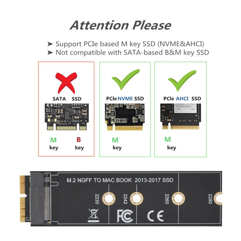 Nvme To Pcie Adapter Card M2 To Sata Adapter M2 Ssd Adapter M.2 NVME SSD Convert Adapter Card for MacBook Air Pro Retina 2013-NVME/AHCI SSD Upgraded Kit For A1465 A1466 A1398 A1502 M2