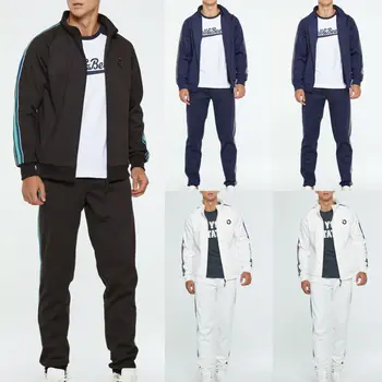 

2pcs Men's Tracksuit Gym Sports Jogging Running Athletic Casual Sweat Coat+Pants Set Male Clothing