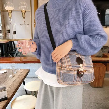 

Vintage Plaid Over Women Shoulder Bags Student Small Crossbody Bags for Women 2020 Designer Purses and Handbags Massenger Bag
