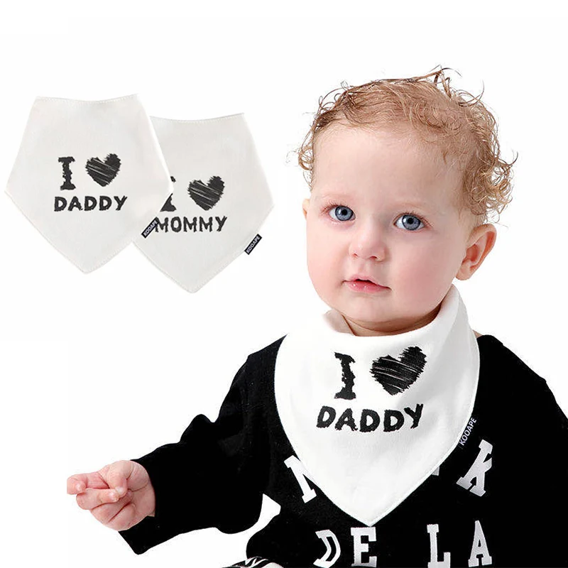 

2 Pack Newborn Baby Bib I love Daddy&Mommy Unisex Infant Triangle Bibs&Burp Clothes