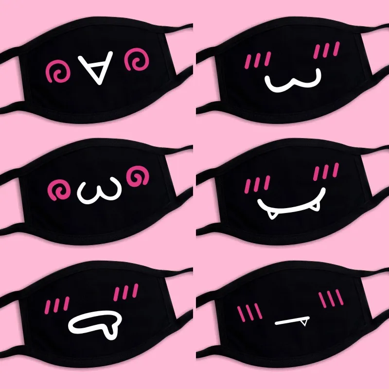 

Unisex Winter Warm Thickening Half Face Mouth Mask Cotton Cartoon Pattern Anti-Dust Anti-Bacterial Respirator Black Kpop Mask