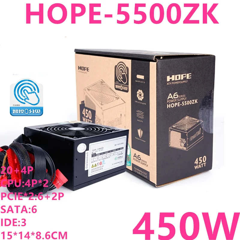 Новый блок питания для настольного компьютера марки Great Wall тихий ATX Intel AMD 450 Вт HOPE