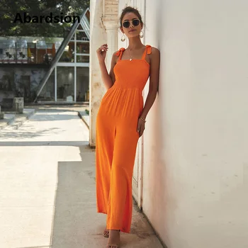 

Abardsion 2020 Summer Rompers Womens Jumpsuit Sexy Strap Sleeveless Wide Leg Pants Solid Elegant Jumpsuits Overalls for Women