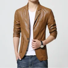 Мужское осеннее и зимнее Новое Стильное модное повседневное кожаное пальто большого размера, моющееся микро эластичное кожаное пальто M-7xl