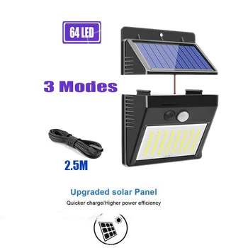 

Solar-Powered 64/30 LEDs Solar Light Waterproof Remote Control LED Garden Solar Lamp 5 mode Body induction Wall Lights optional