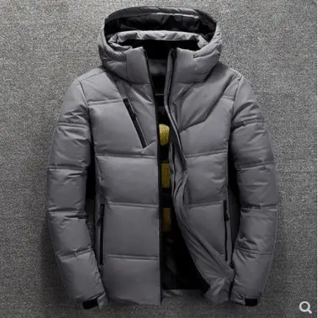 90% Duck Down Jacket Men Hooded Windproof Coats Winter Male Thick Warm Clothing Mens Outerwear Casual Down Coat - Цвет: Темно-серый