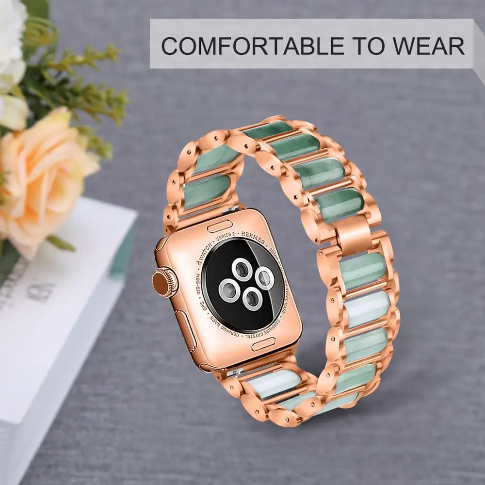 Металлический Изумрудный браслет для Apple Watch Band Series 5 4 3 2 1 люксовый ремешок из