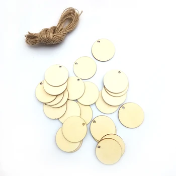 

New DIY Round Natural Wooden Hanging Tag with hemp rope for Wedding Decoration