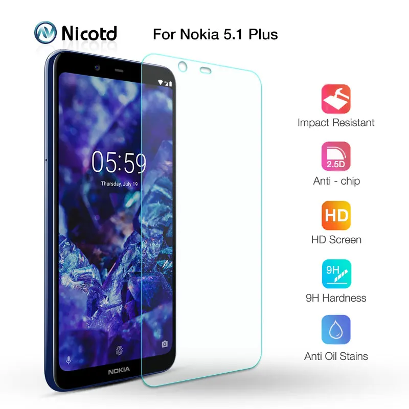 9h Закаленное стекло пленка для Nokia 5 1 Plus защитное закаленное HD защитная экрана