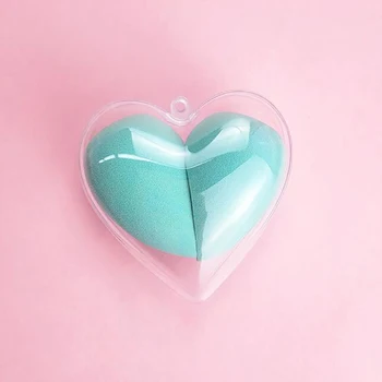 

2styles Egg Shaped Cosmetic Puff Case Heart Transparent Empty Makeup Sponge Shaper Puff Holder Stand Storage Box