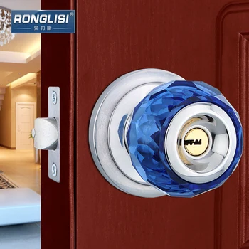 

High Quality Crystal Glass Spherical Door Locks Room Bedroom Wooden Door One Single Lock