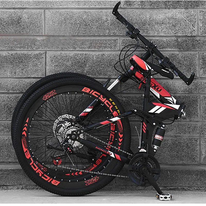 Discount Mountain Bike 24/26 inch Folding Double Shock Absorption Speed Off-road Racing Male and Female Students Adult 4