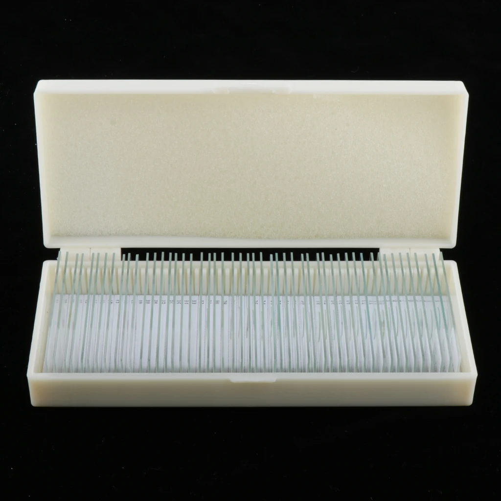 Prepared Slide Set - 50-piece Blank Slides for Microscope with Storage Case