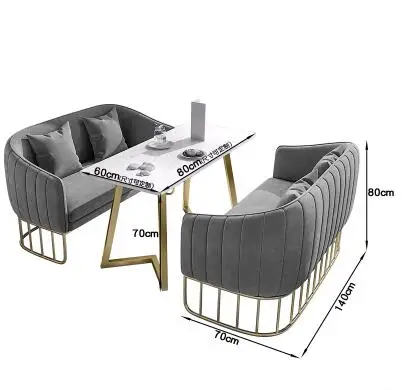 Tea shop booth sofa table and chair combination double simple net red dessert shop coffee western restaurant leisure