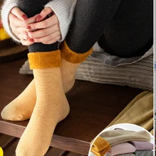 Теплые зимние носки с плюшевой подкладкой; утепленные детские носки средней длины без пятки; носки-тапочки для взрослых; сезон осень-зима