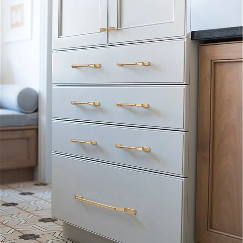 European Simple Kitchen Cabinet Door Handles Matte Gold Aluminum Alloy Drawer Pulls Furniture Handle Hardware furniture handles kitchen door handles