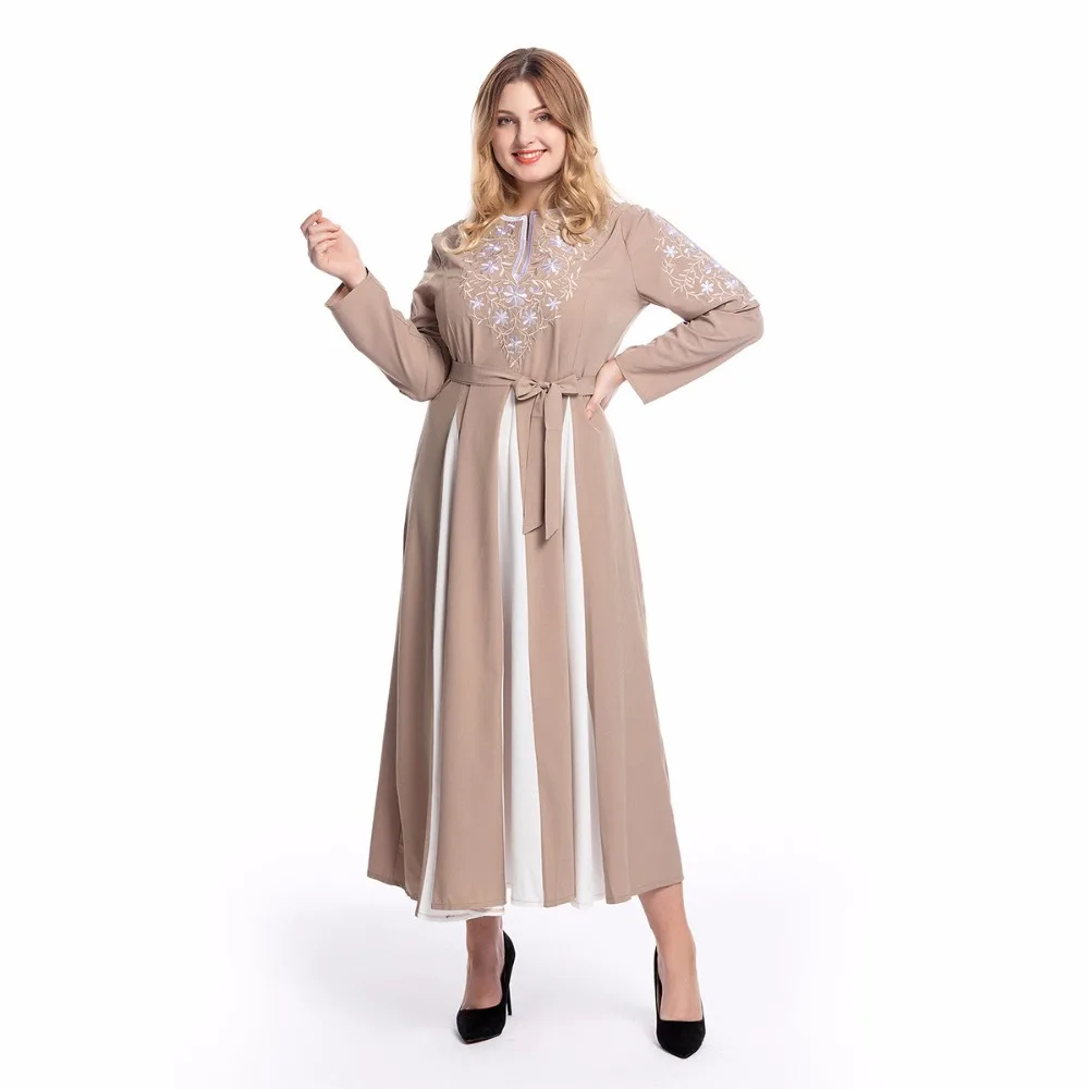 Элегантная мусульманская вышивка abaya Макси платье хиджаб длинные халаты кимоно Рамадан Eid Исламская, молитвенная Ближний Восток Tesettur Elbise