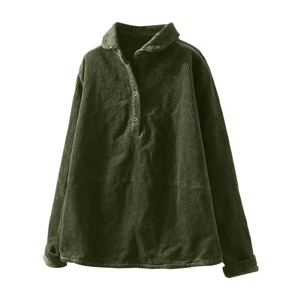 Женская зимняя Вельветовая рубашка винтажная однотонная свободная повседневная