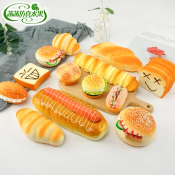 

Miniatures Artificial Fake Sandwich Burger Simulation Pu Material Super Soft Circle Bread Food Model Supplies Cabinet Props