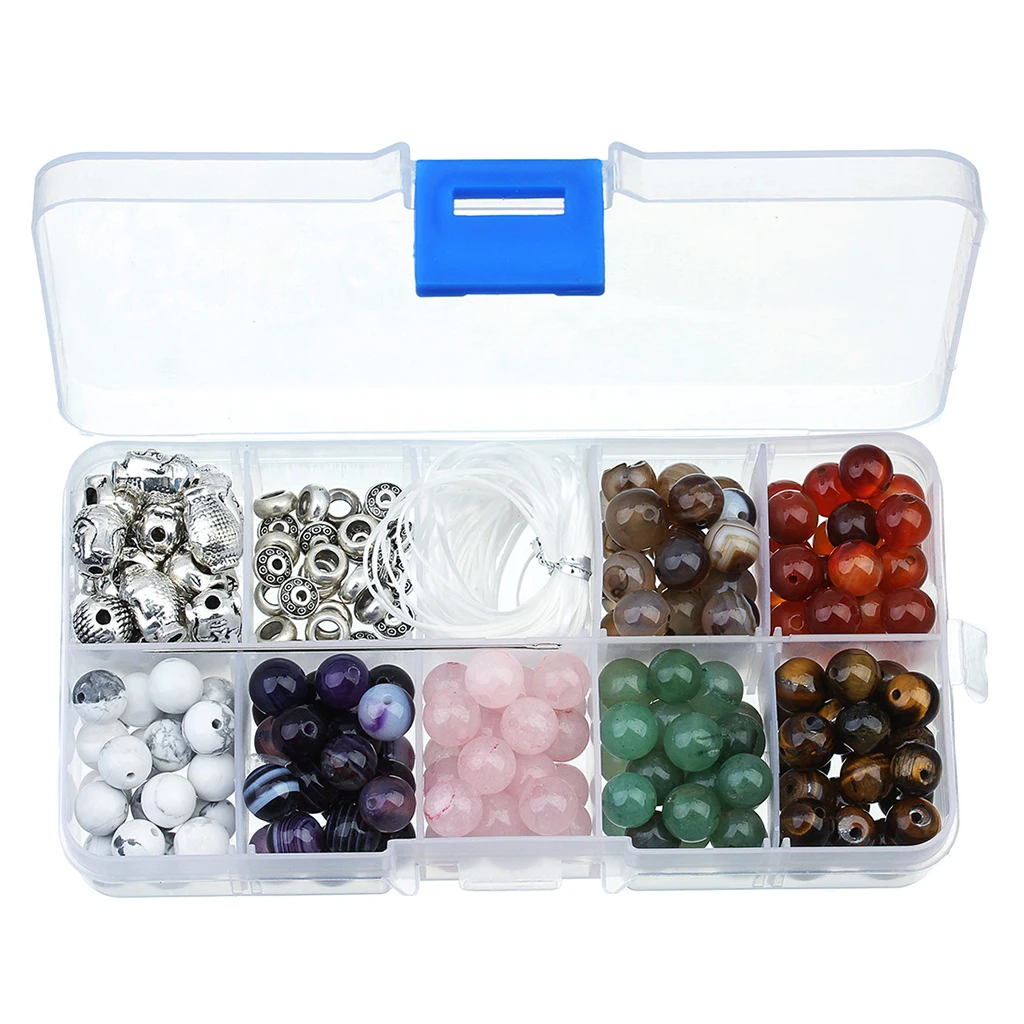 

Natural Stone Beads Buddha Skull Bead Elastic String Kit Beaded Bracelet DIY