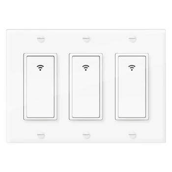 

ABHU-3 Gang WiFi Smart Light Switch for Alexa Google Home Wireless Switch with Remote Control and Timer US Plug