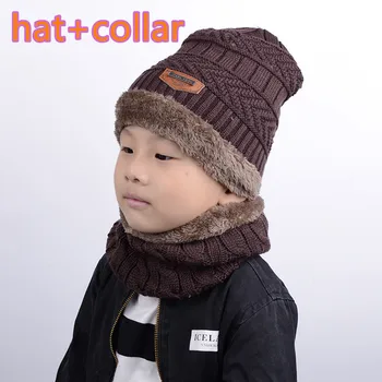 

kids And Men knit hat +collar warm outdoor fashion hat men and women plus thick velvet autumn and winter hats Ear protection