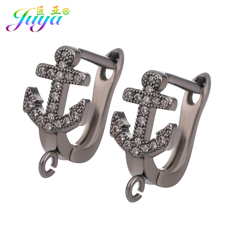 Metal Black Juya, сделай сам, кубический цирконий, золото/серебро, застежка, обруч, серьги, крючки и застежки, аксессуары для женщин, модные серьги, ювелирные изделия - Цвет: Metal Black